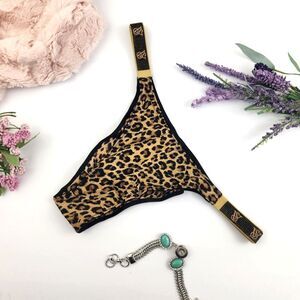 LARGE {Victoria's Secret} Leopard Print Rhinestone Straps Brazilian Panty